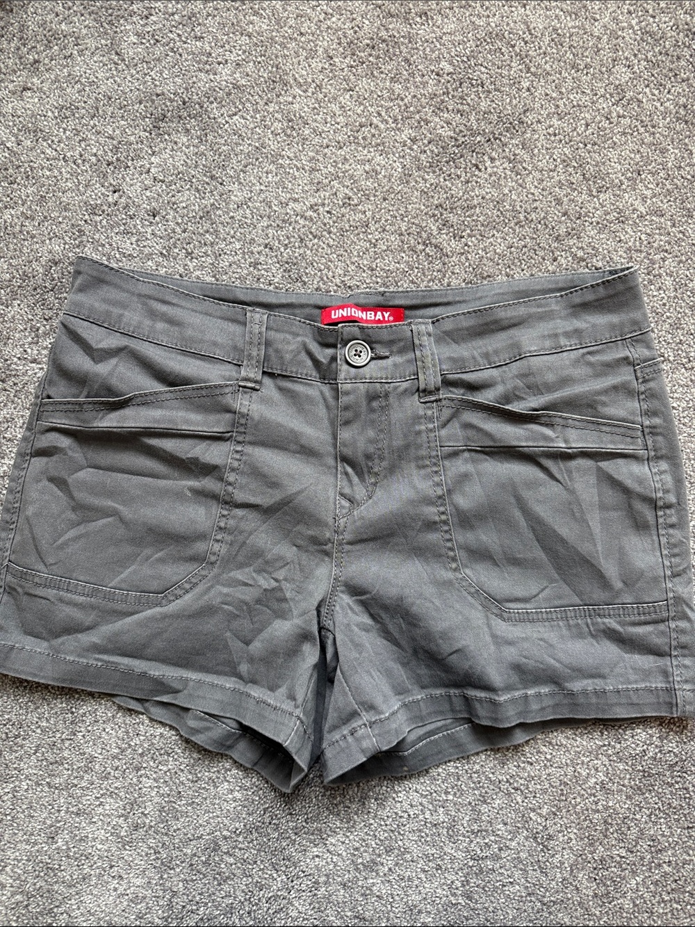UNIONBAY Women's Charcoal Utility Jean Shorts 11/30W